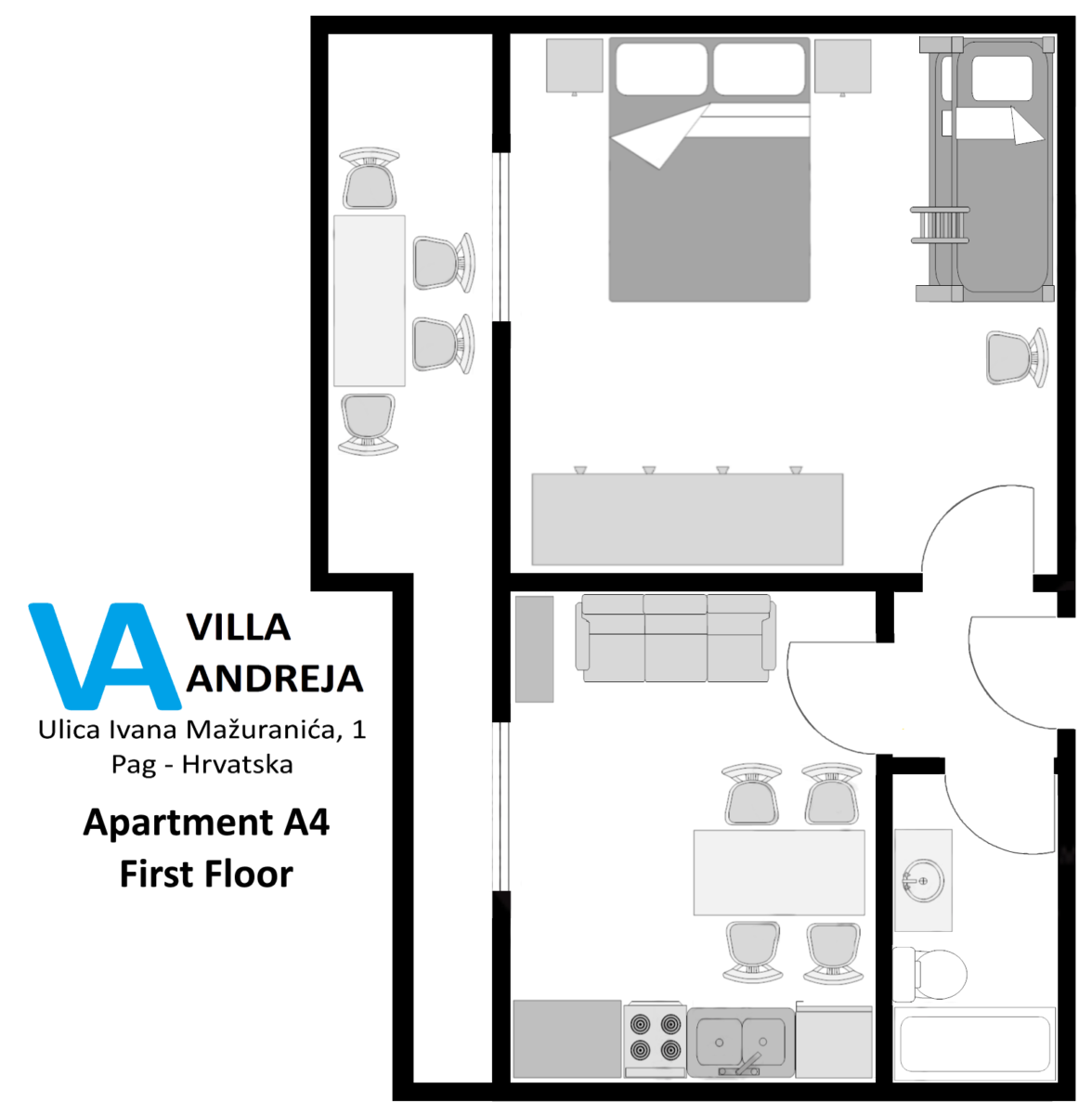 Apartment A4 Villa Andreja Pensione Mare Pag Croatia