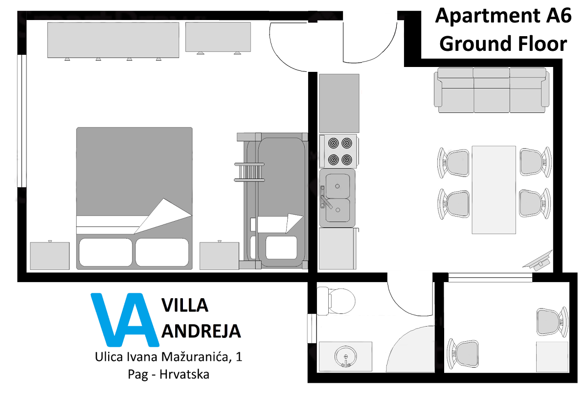 Apartment A6 Villa Andreja Pension Mare Pag Croatia
