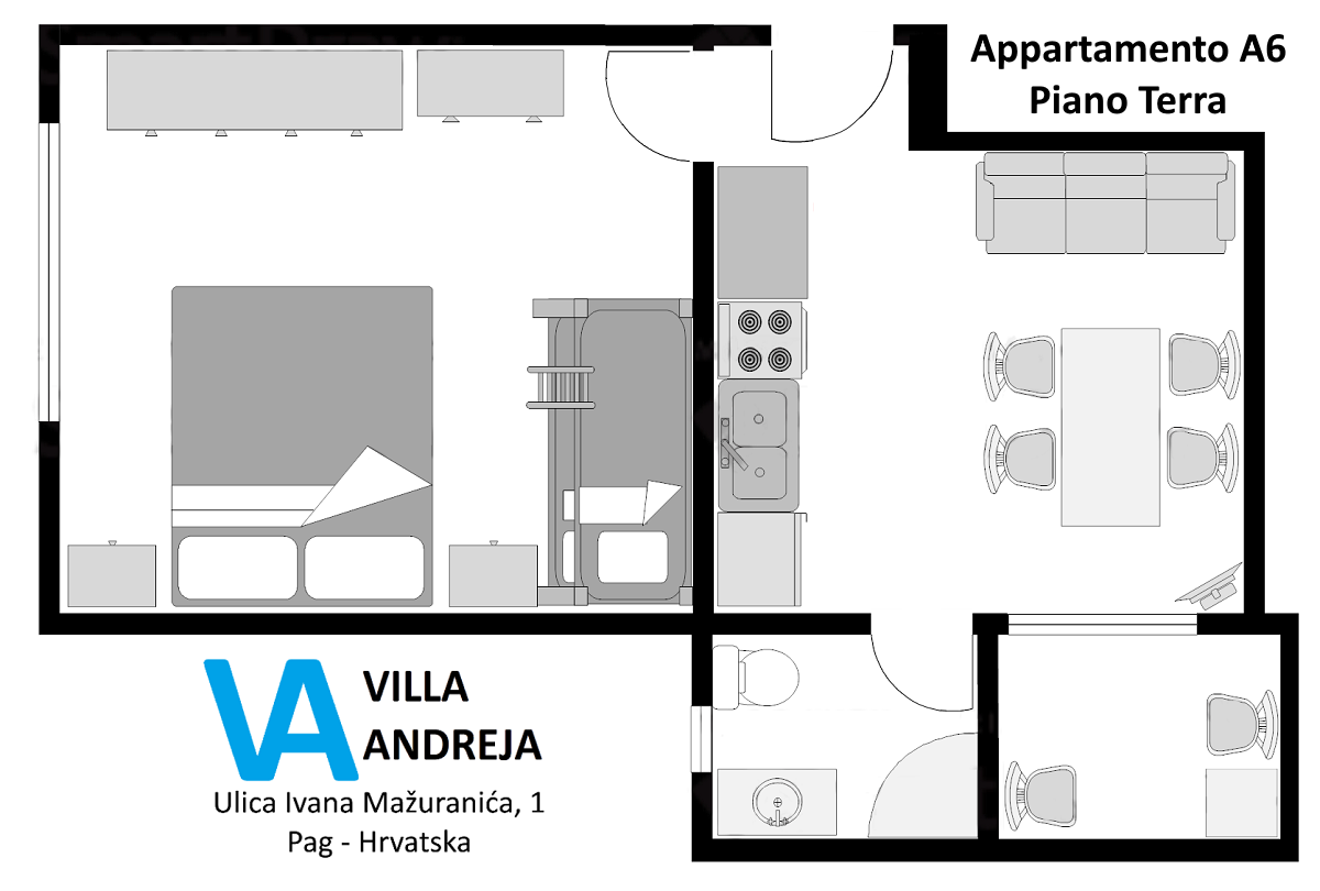Appartamento A6 Villa Andreja Pensione Mare Pag Croazia